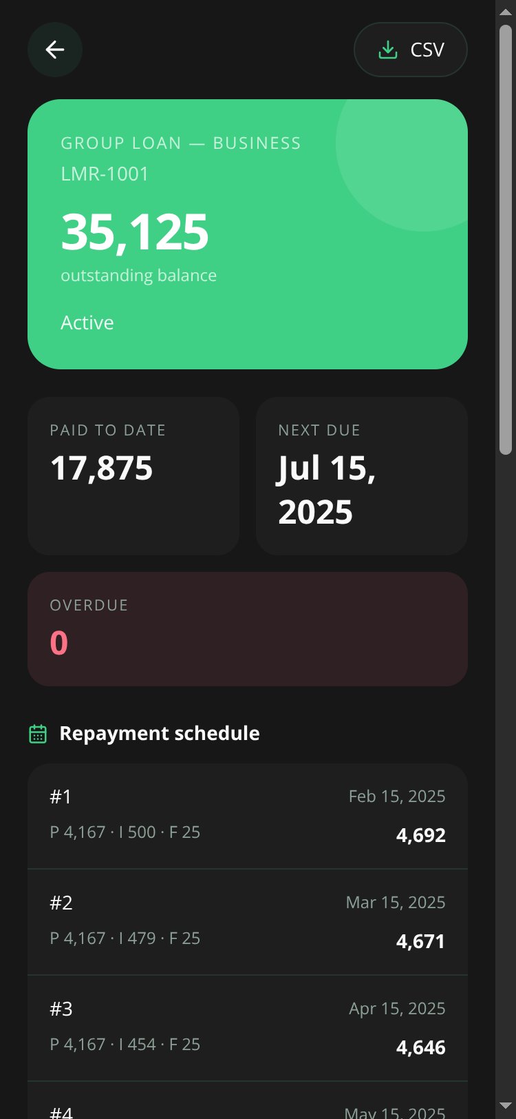 Member Loans screen 2