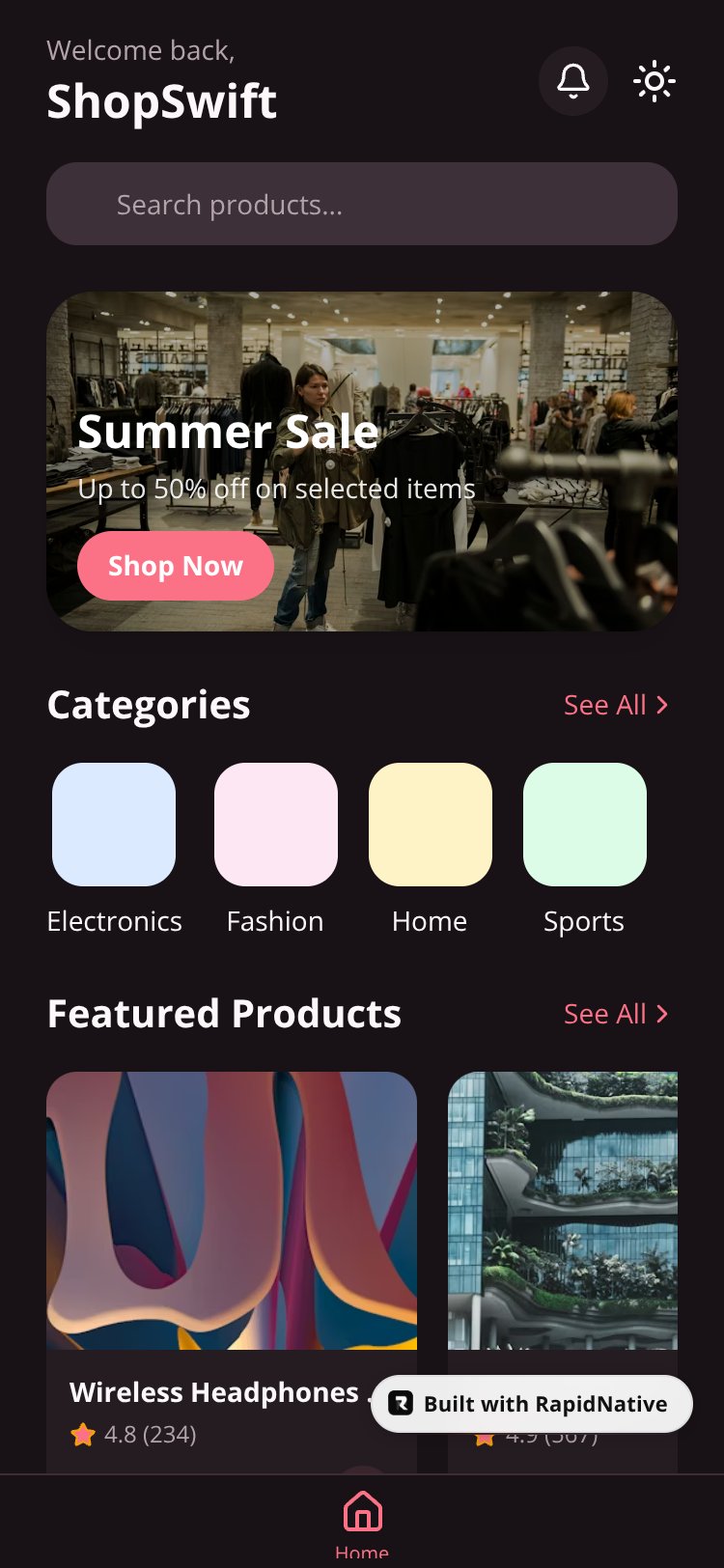ShopSwift screen 1