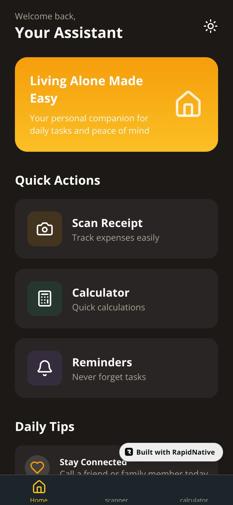 Solo Assist screen 1