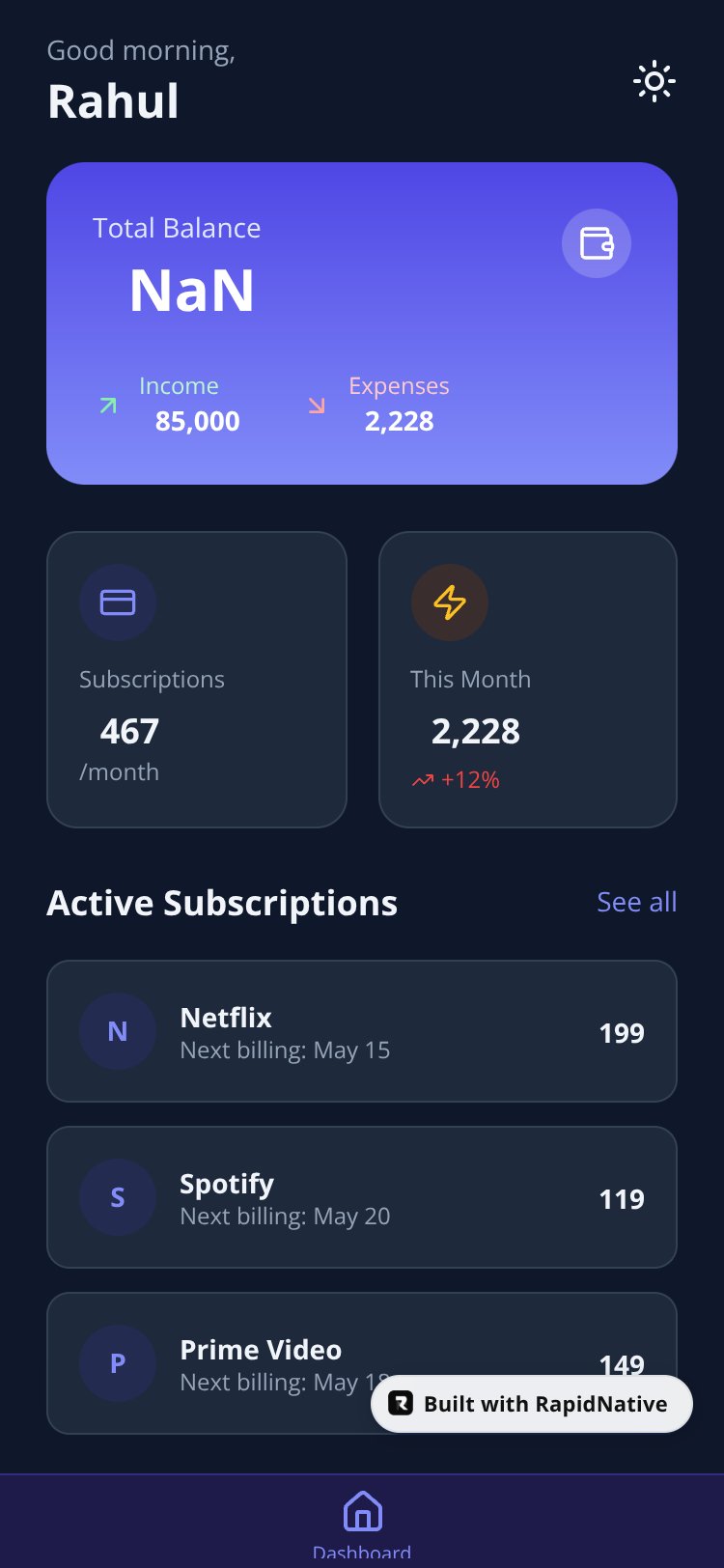 SmartExpense Tracker screen 1
