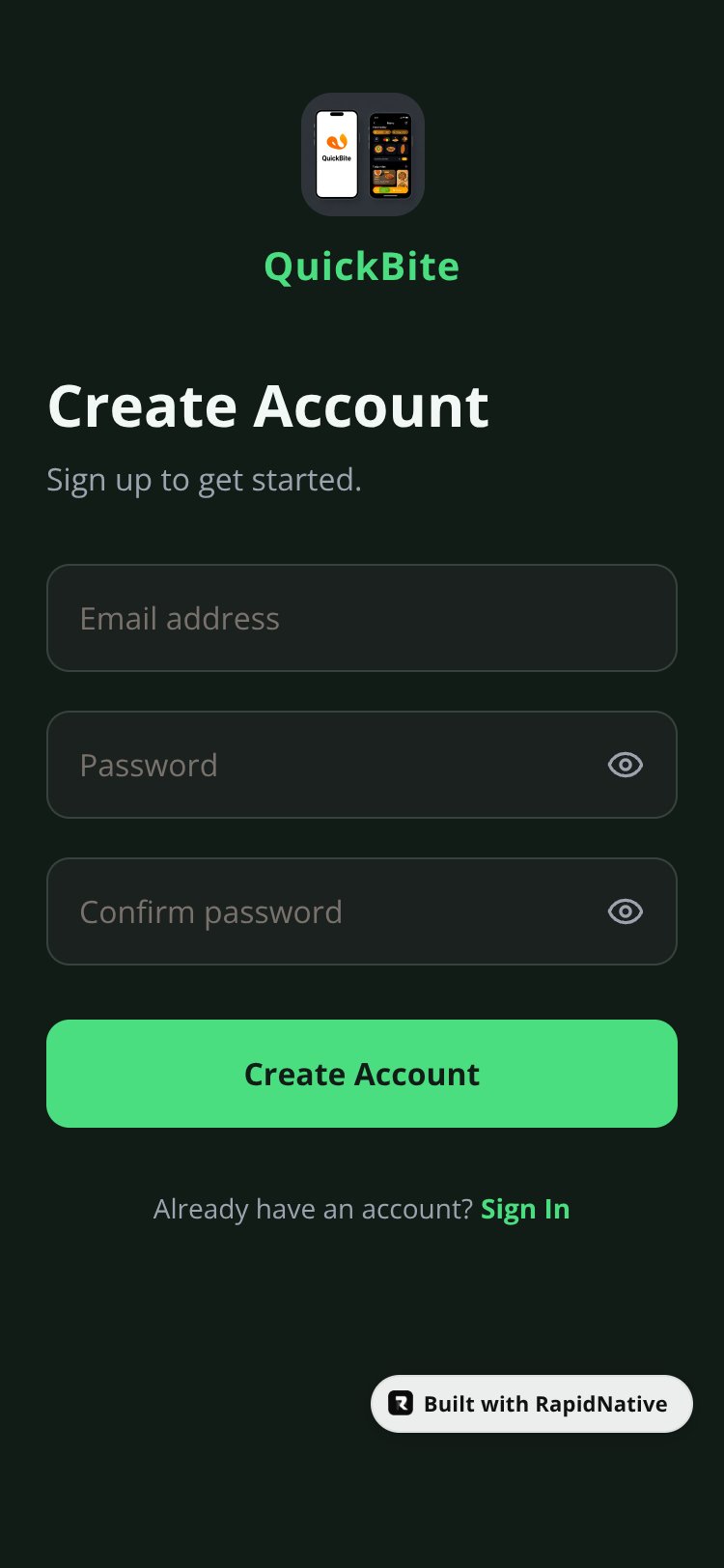 QuickBite screen 2