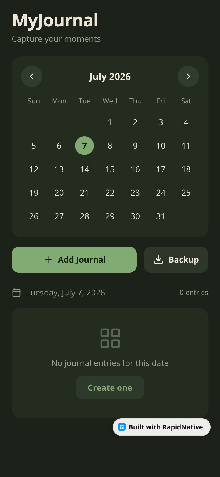 MyJournal screen 1
