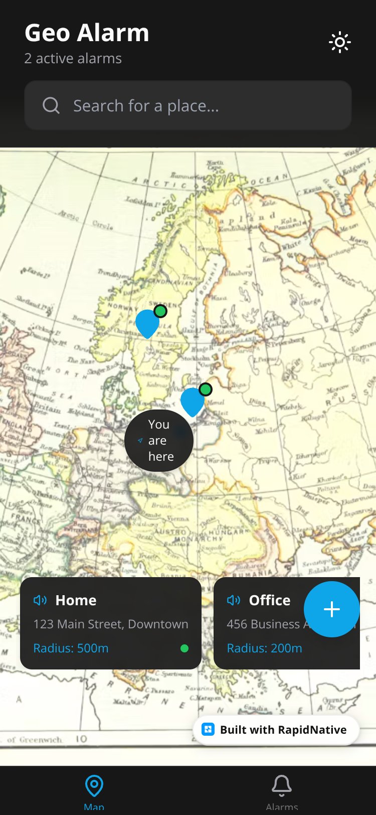 GeoAlarm screen 2