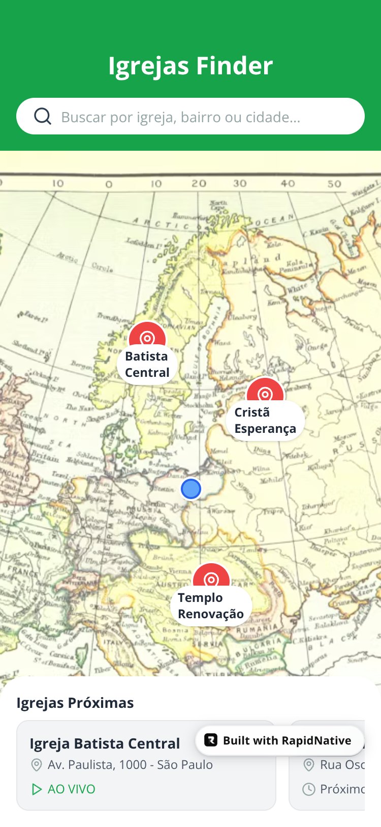 Igrejas Finder screen 2