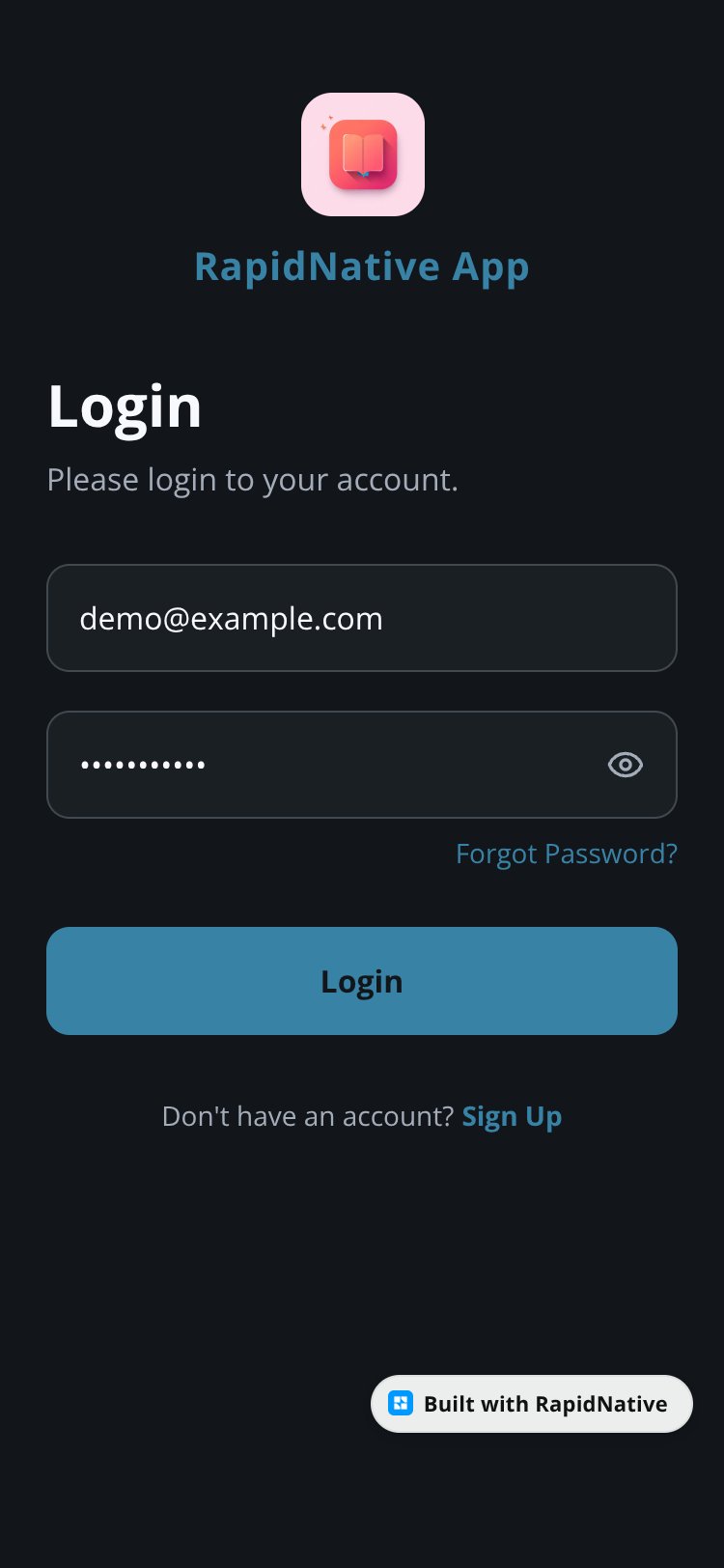 RapidNative App screen 3