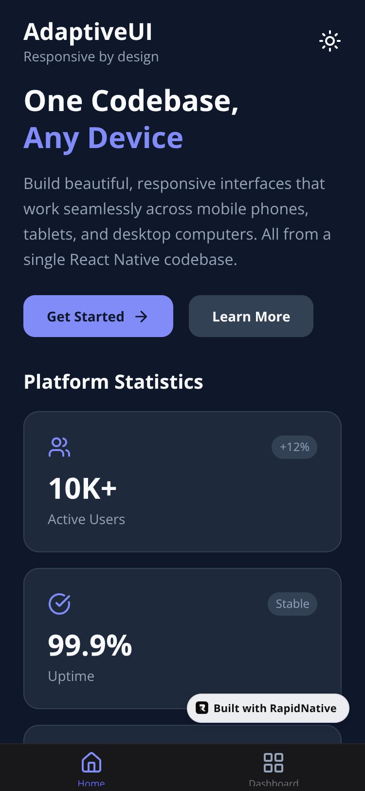 AdaptiveUI screen 1