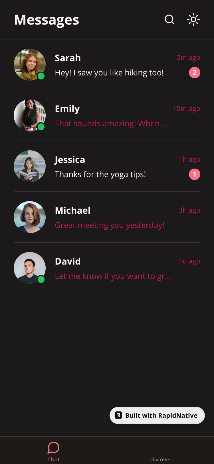 SparkConnect screen 2