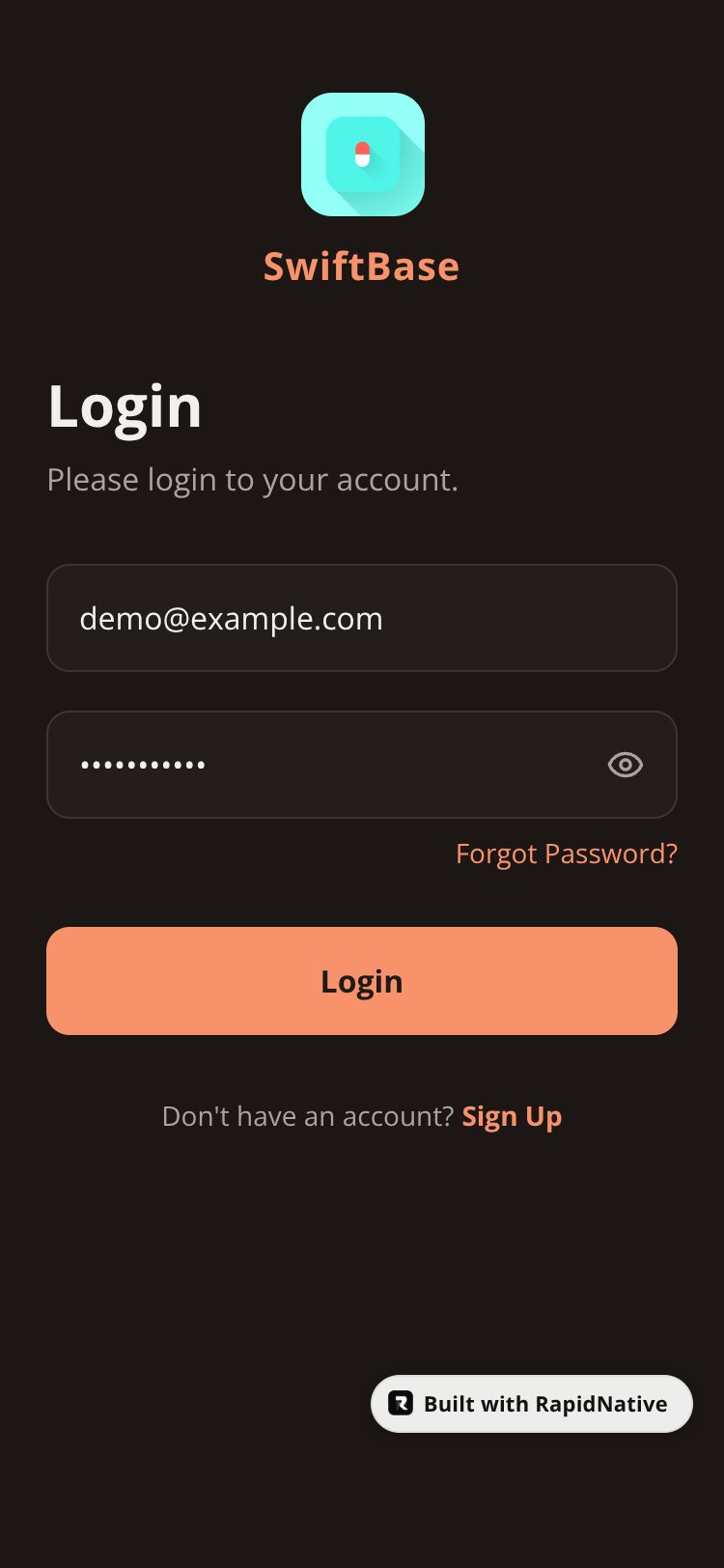 SwiftBase screen 1