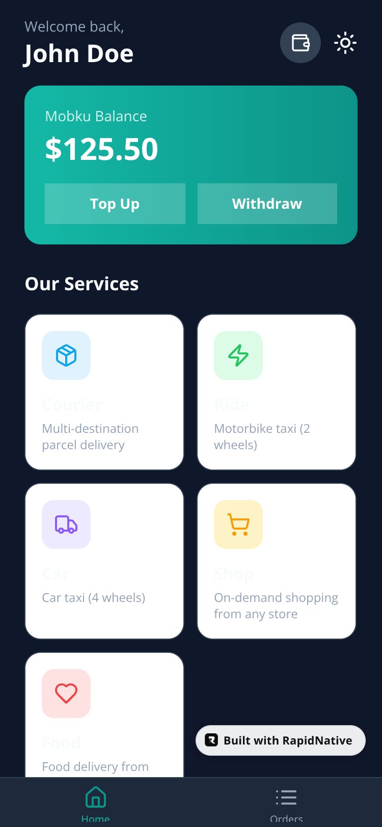 Mobku Super App screen 2