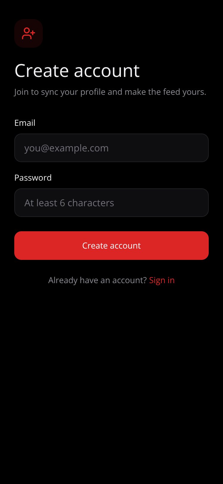 RapidNative App screen 1
