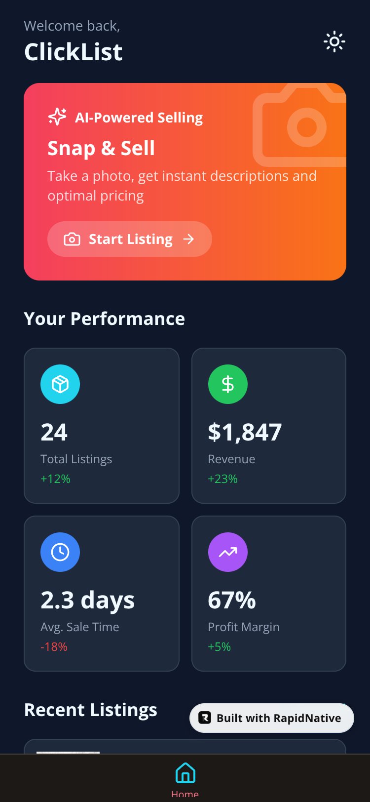 ClickList screen 1