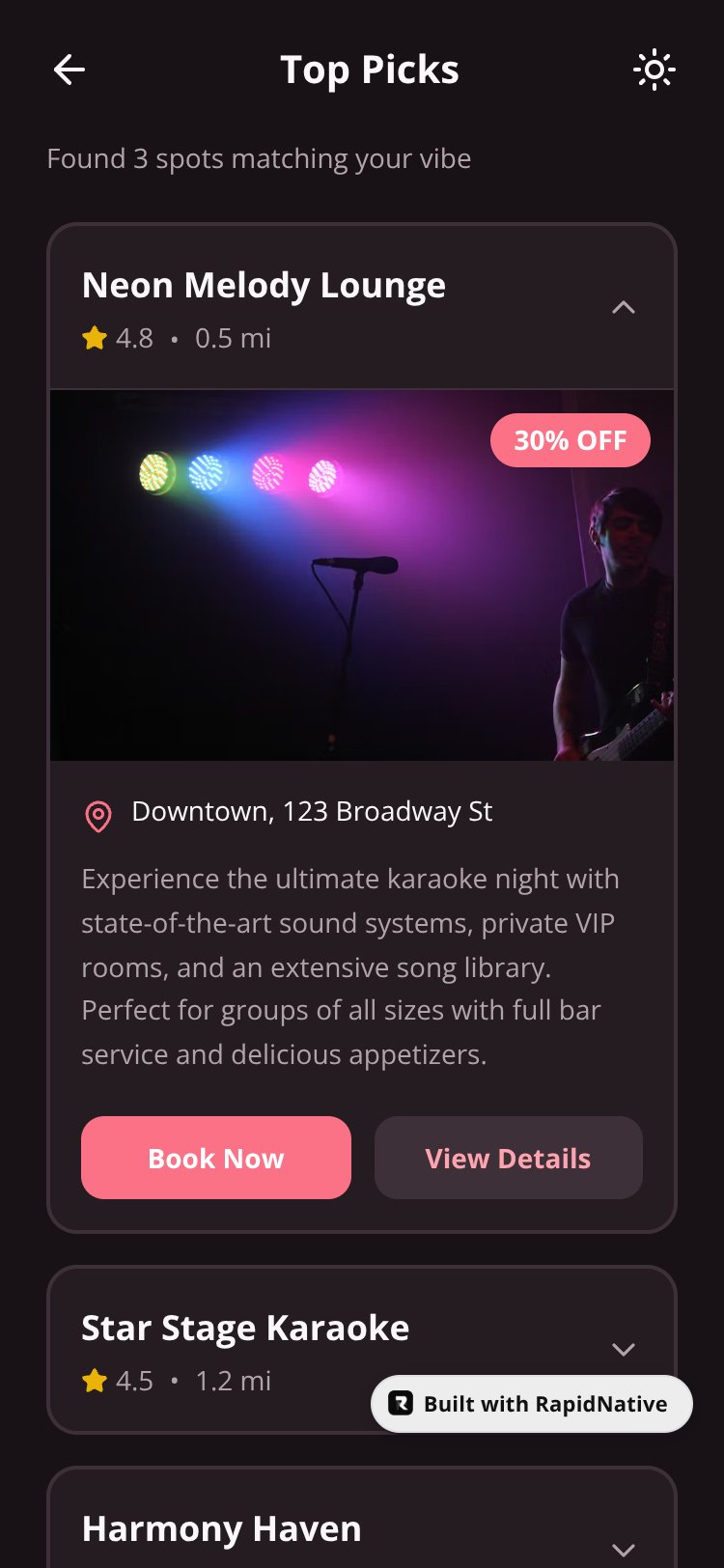 VibeCheck screen 1