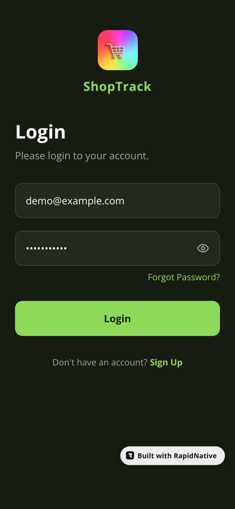 ShopTrack screen 1