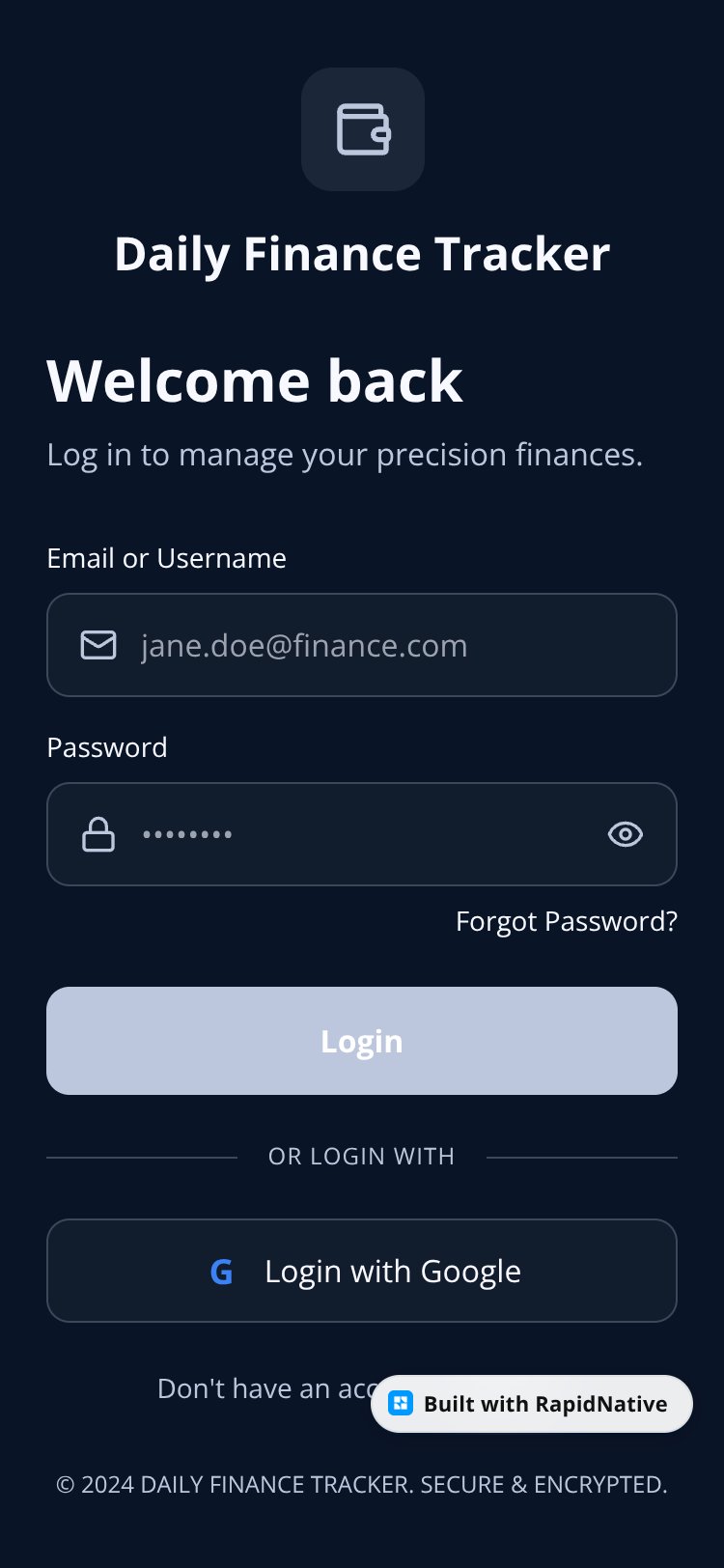 Daily Finance Tracker screen 3