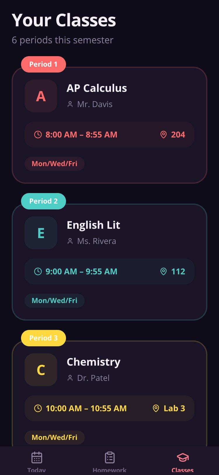 School Hub screen 2