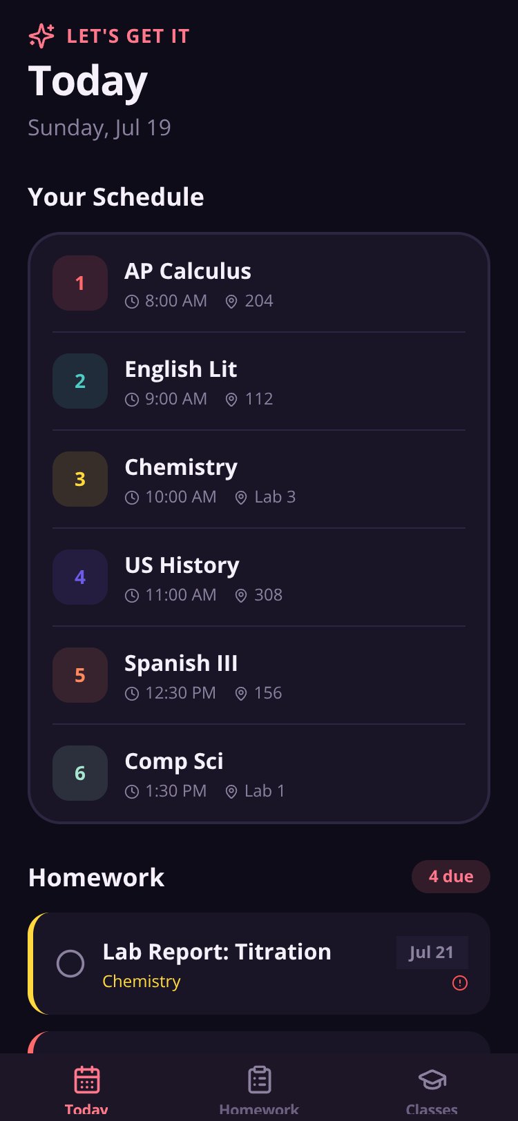 School Hub screen 3
