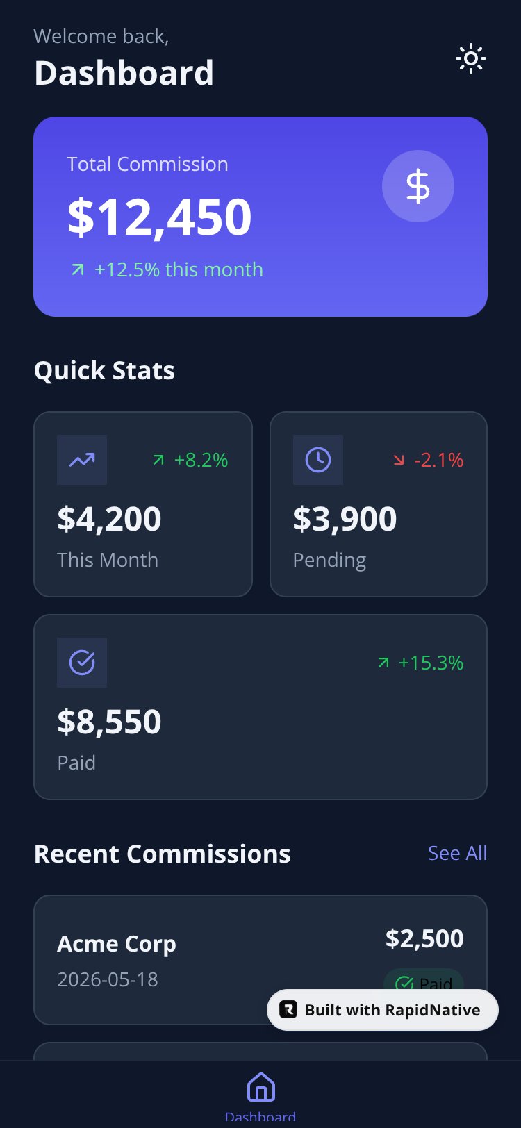 CommissionFlow screen 1