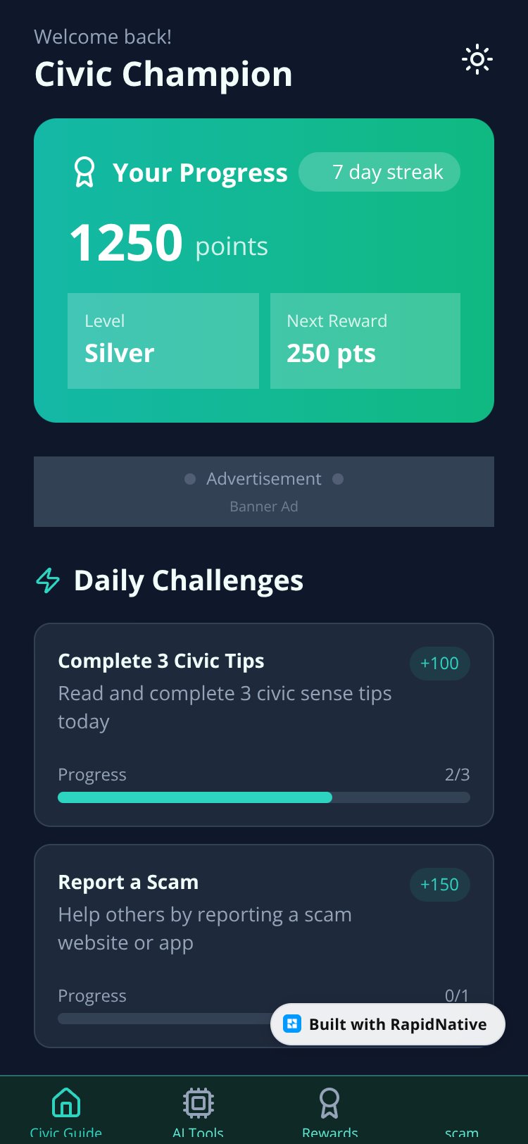 CivicSense screen 1
