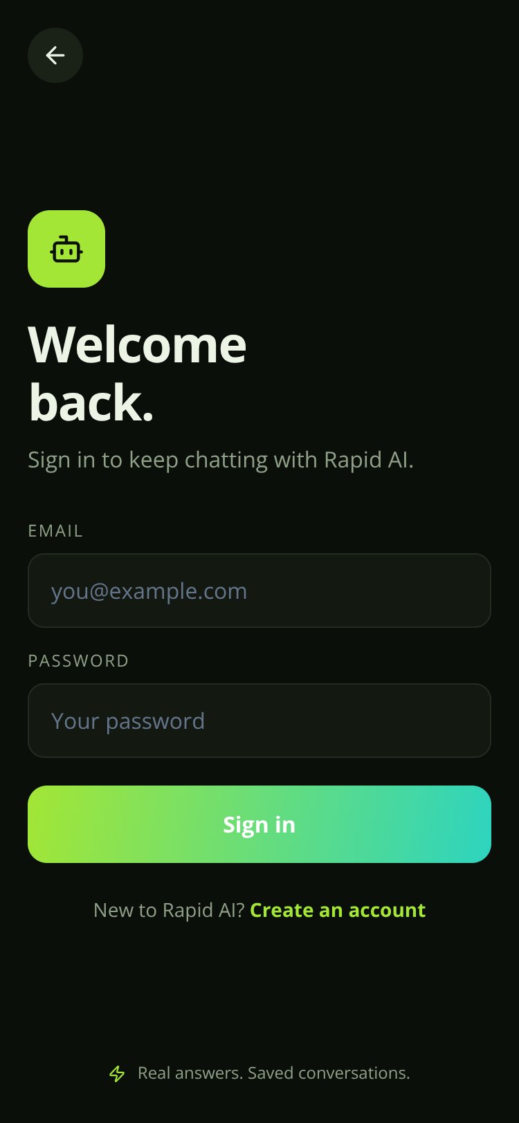 Rapid AI screen 1