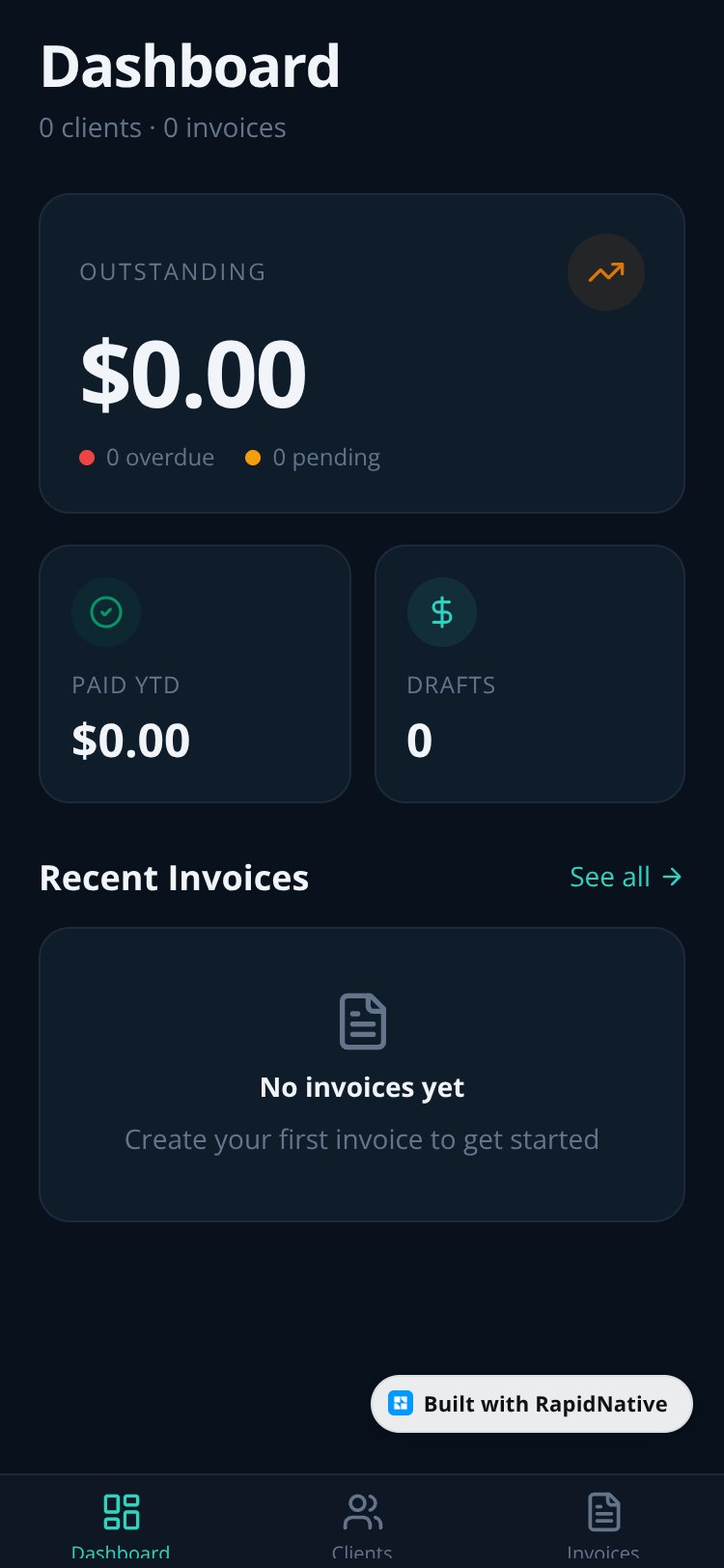 InvoiceFlow screen 1