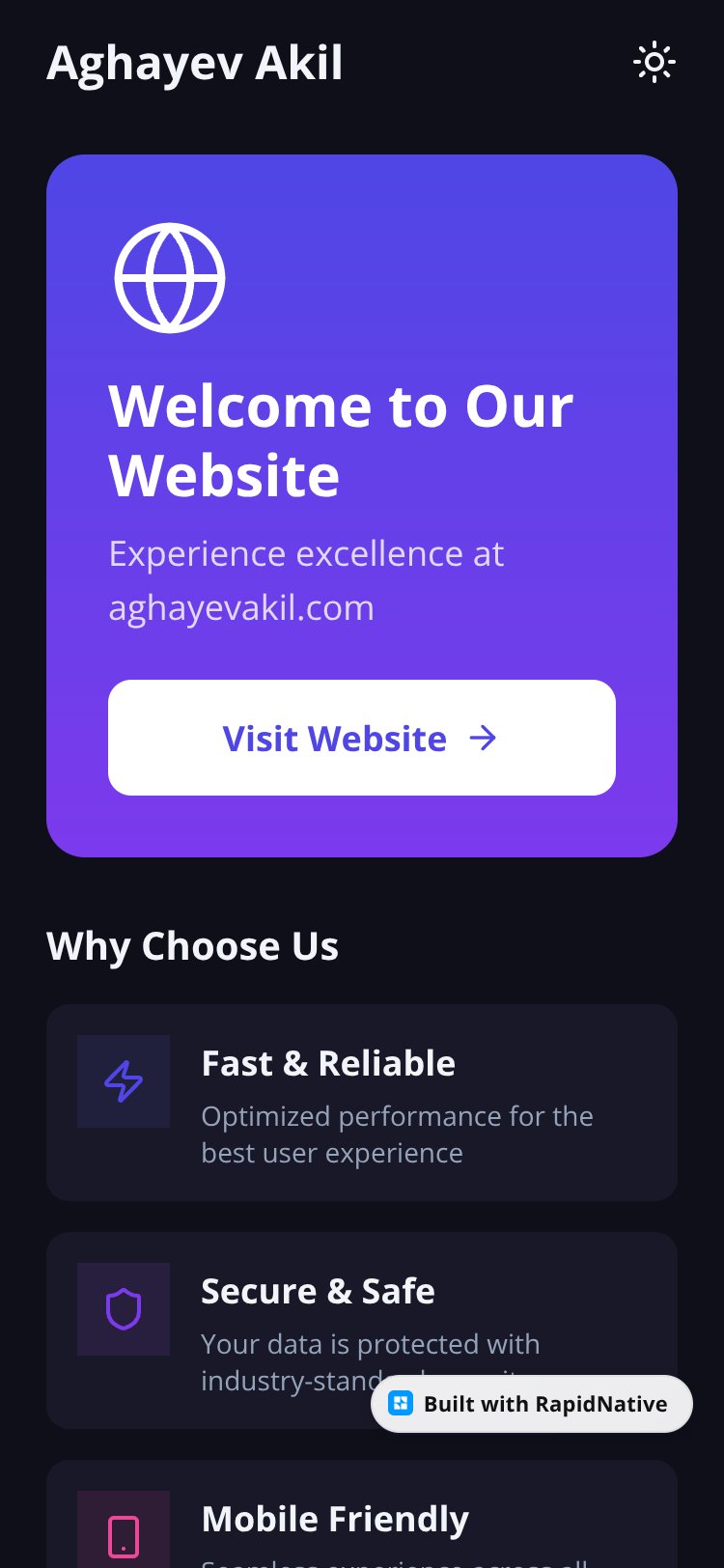WebView App screen 1