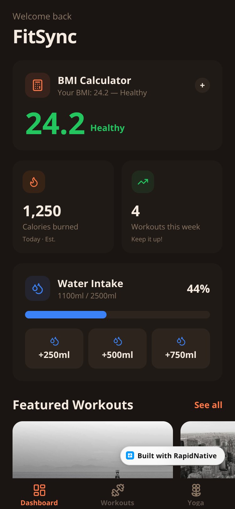 FitSync screen 1