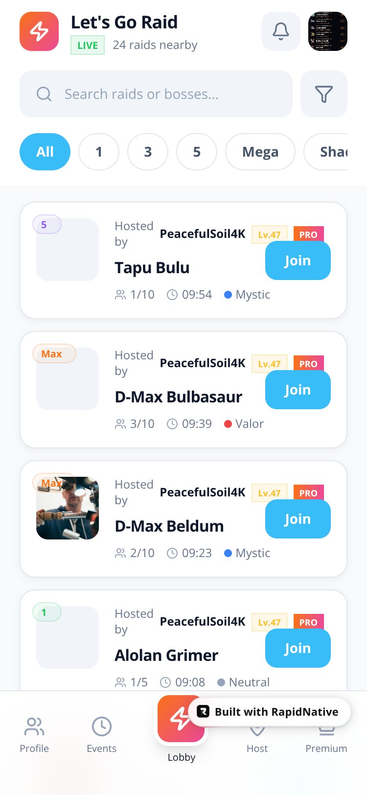 Let's Go Raid screen 1