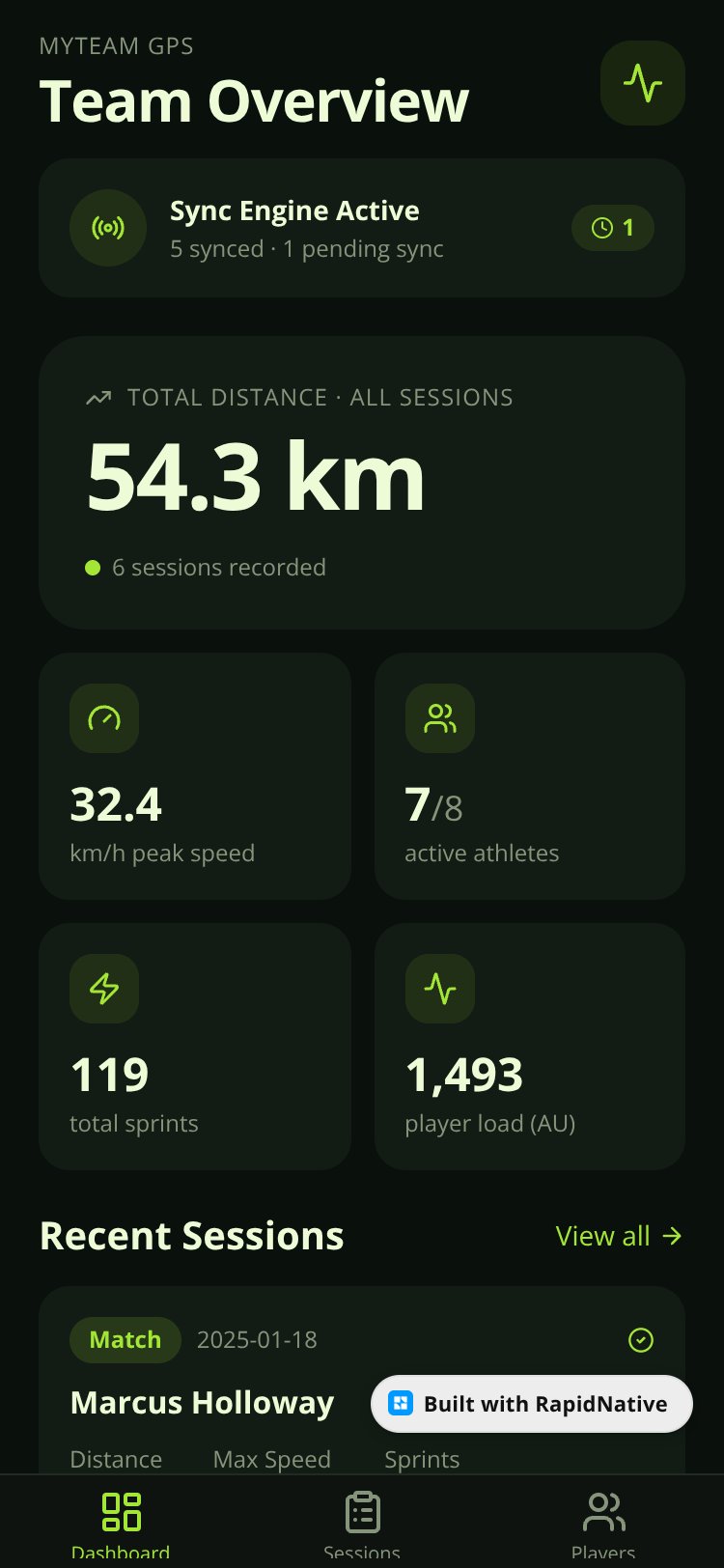 MyTeam GPS screen 2