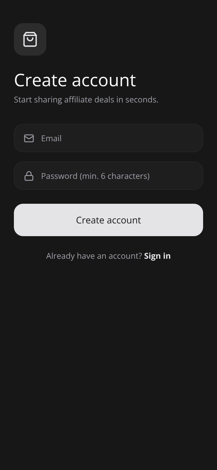 RapidNative App screen 1