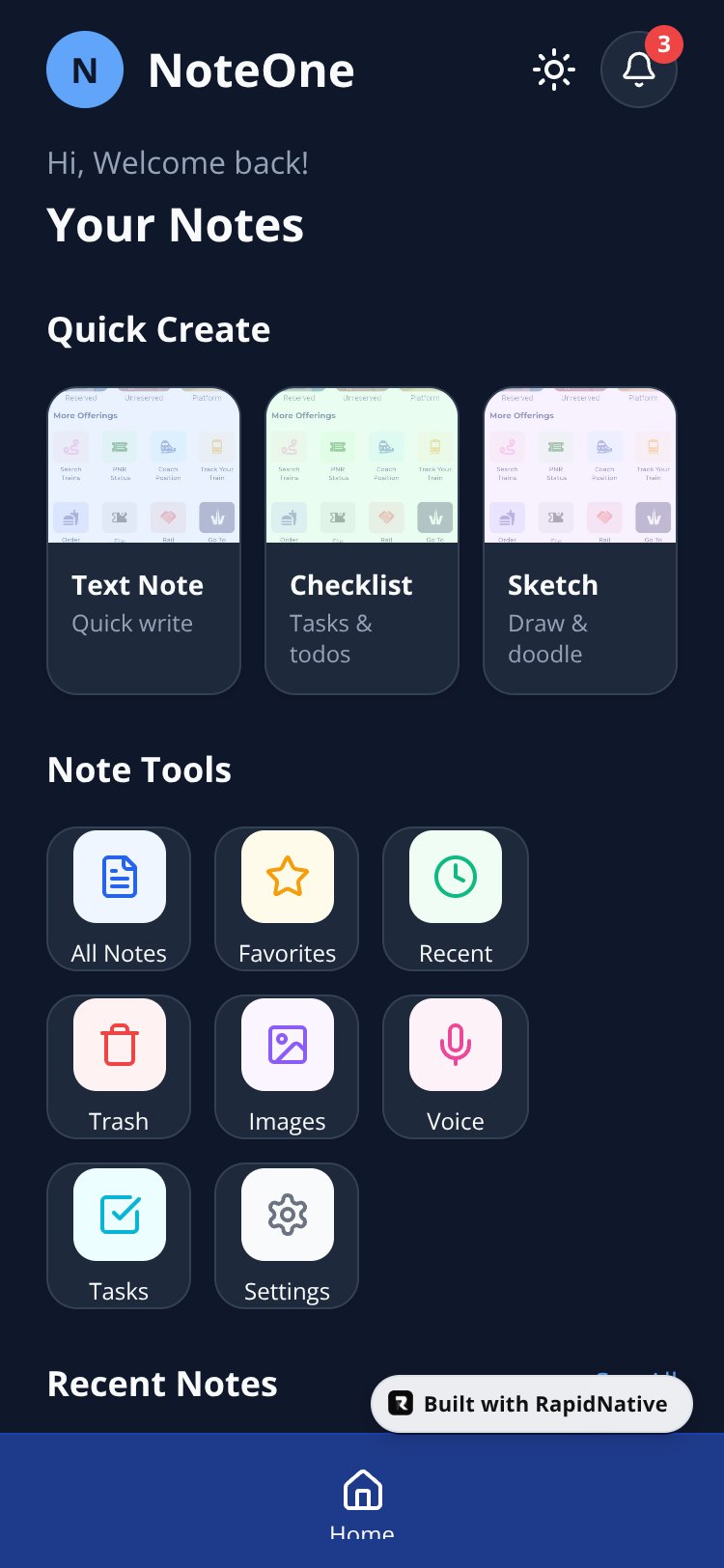 NoteOne screen 1