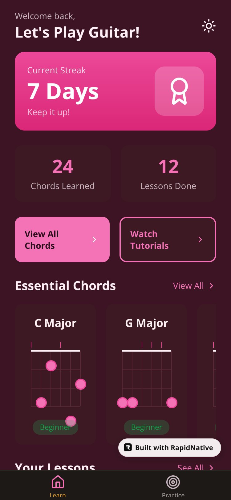 GuitarStart screen 1