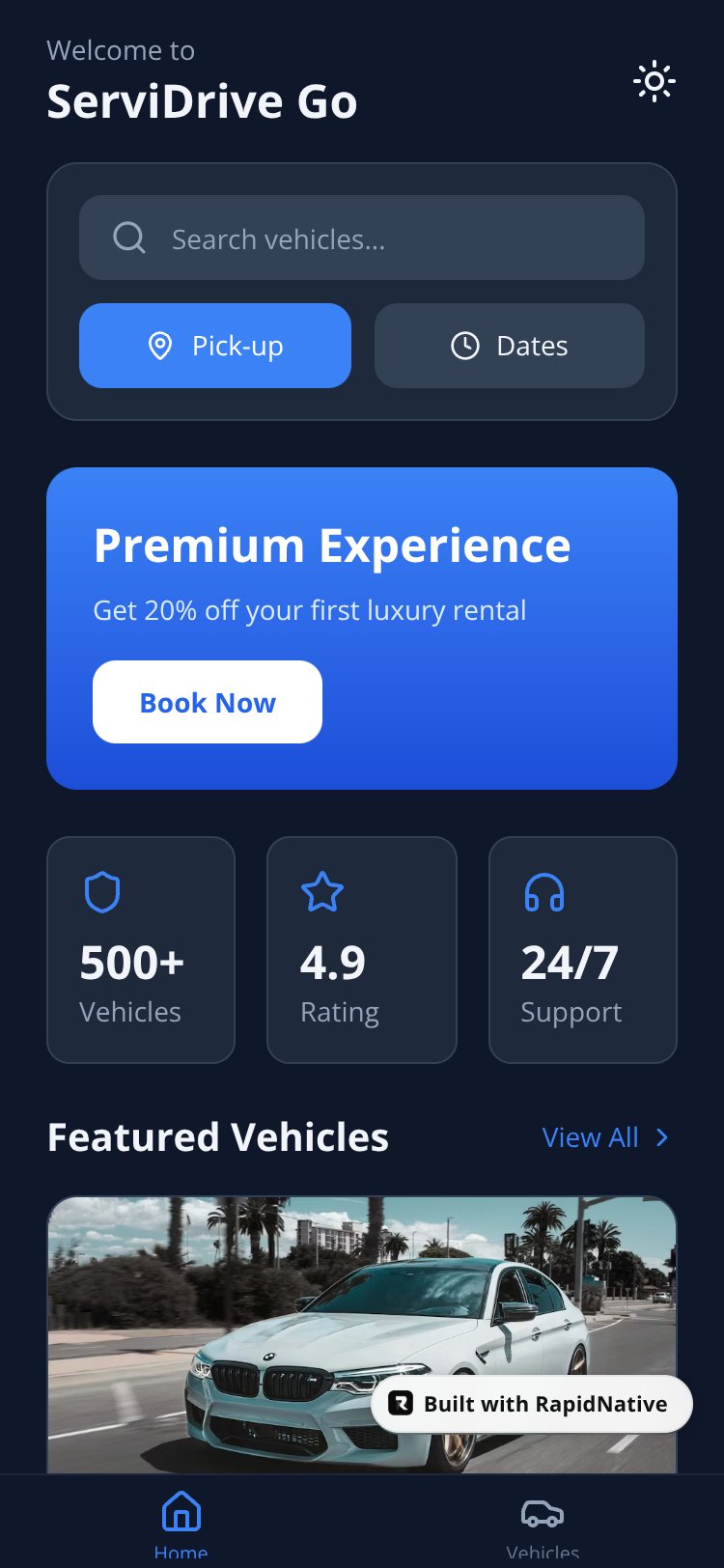 ServiDrive Go screen 1
