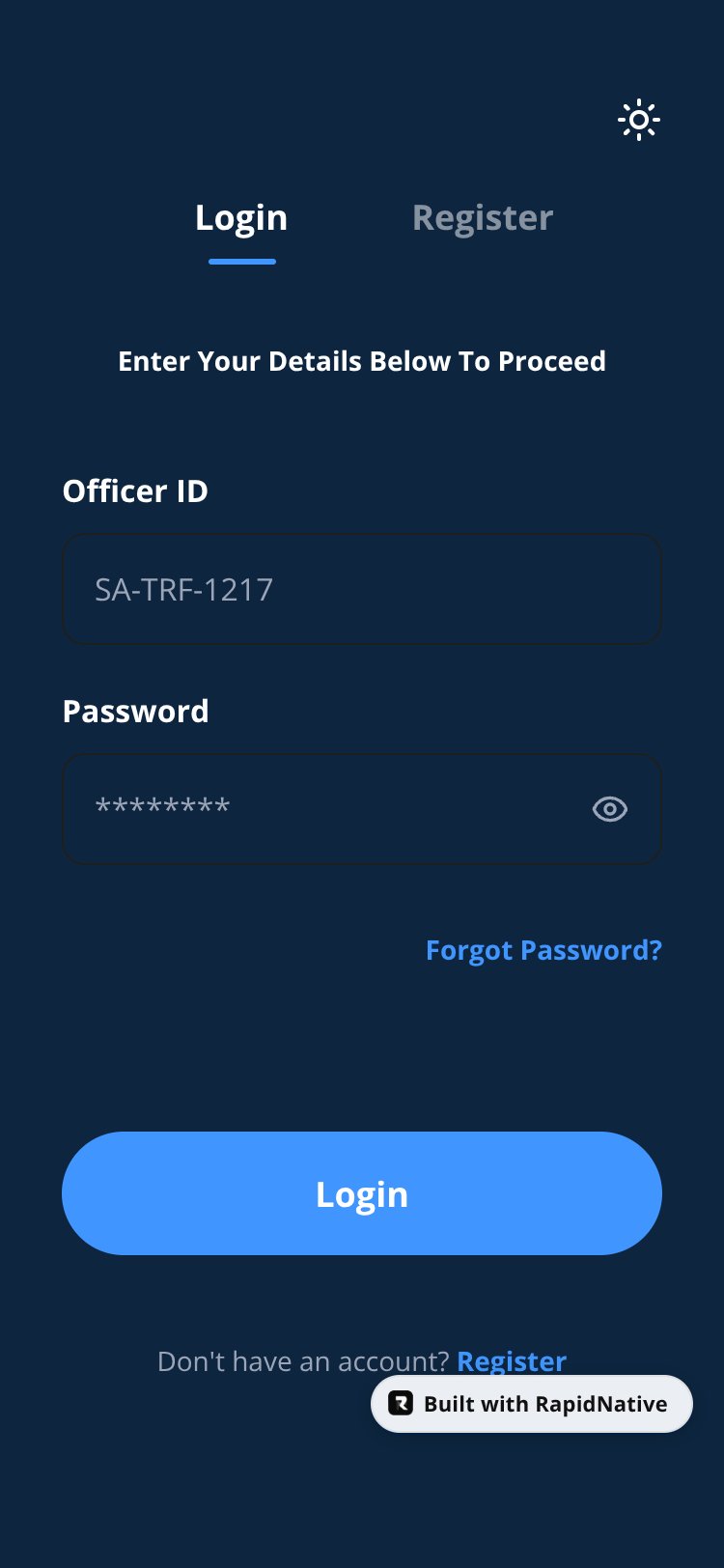OfficerPortal screen 1
