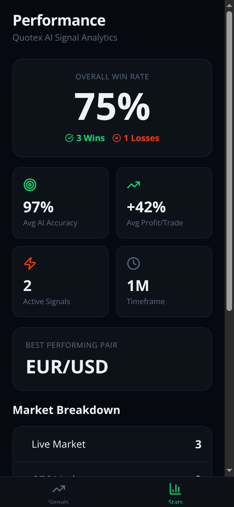 Quotex AI Signals screen 1