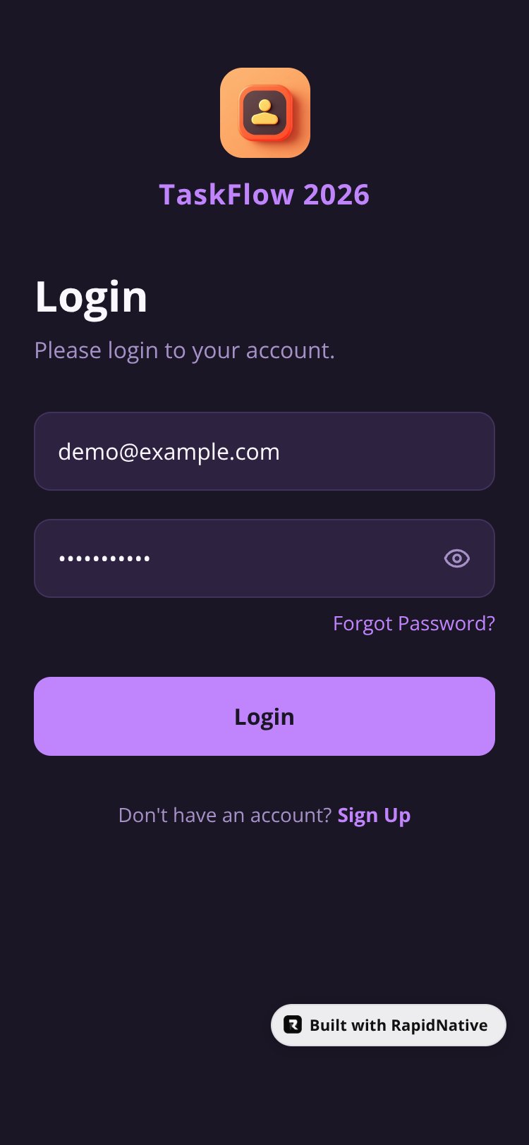 TaskFlow 2026 screen 1