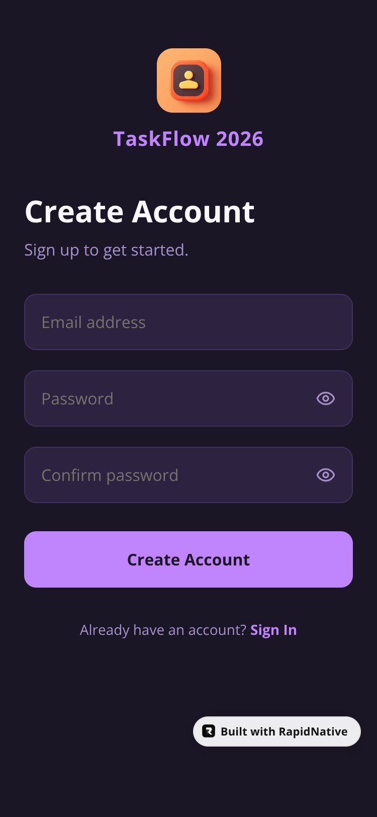 TaskFlow 2026 screen 2