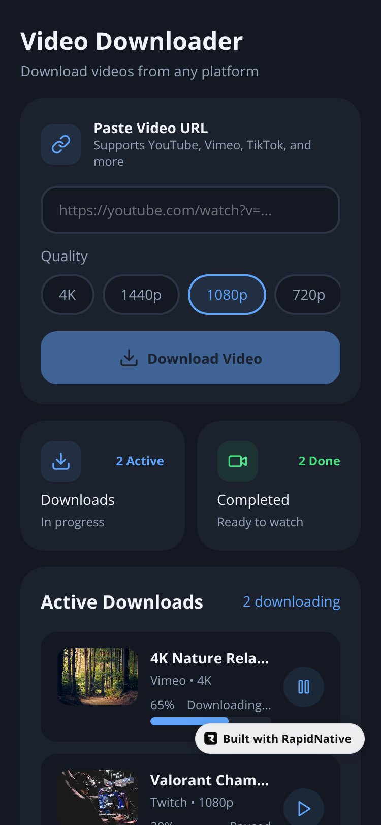 RapidNative App screen 2