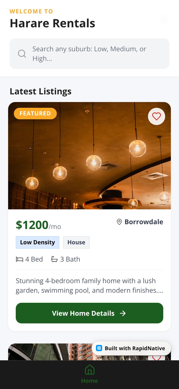Harare Rentals screen 1