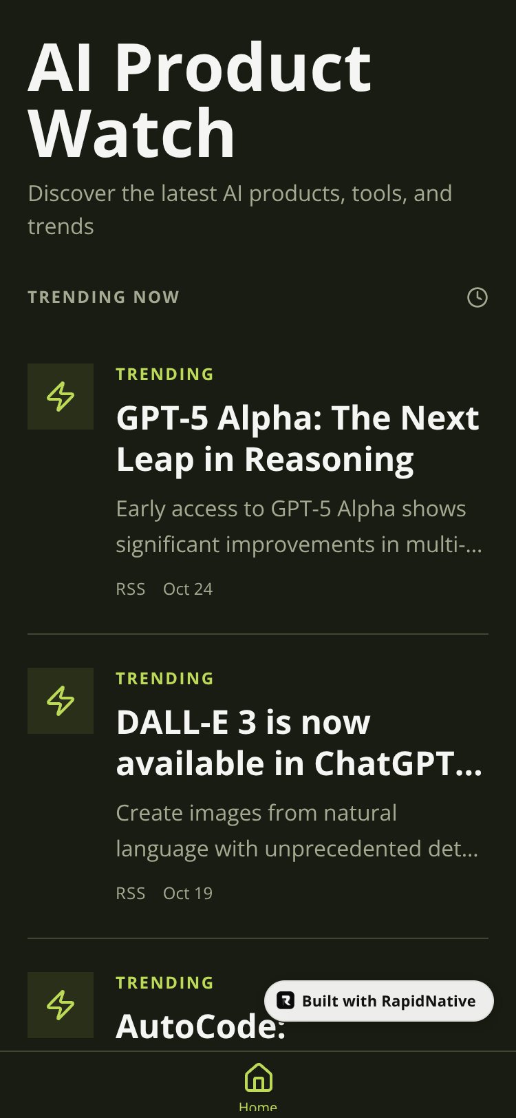 AI Product Watch screen 2