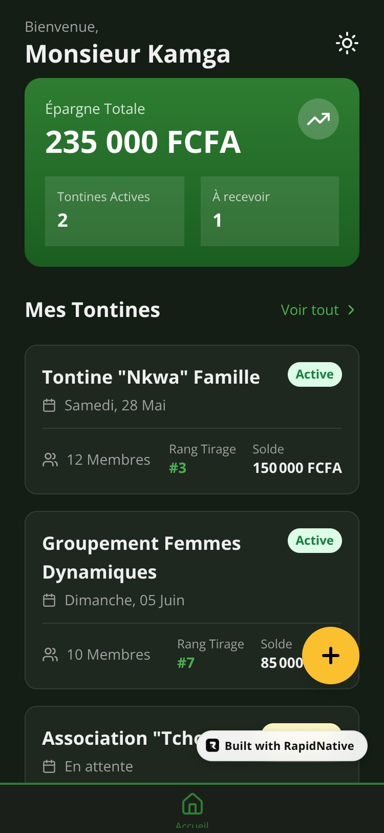 Tontine Tracker screen 1