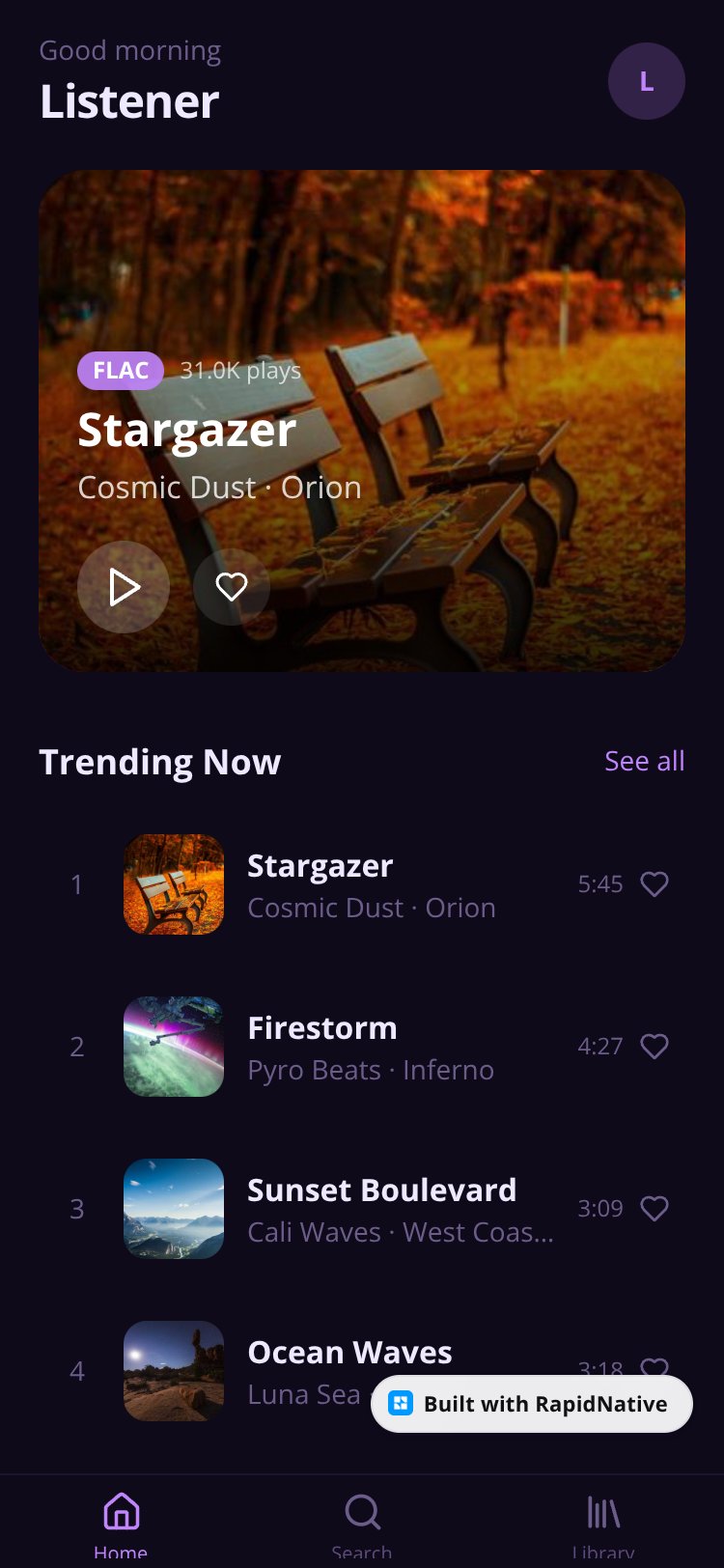 MusicStream screen 1