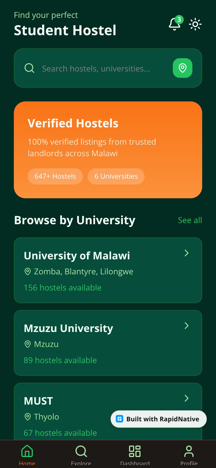 UniStay Malawi screen 2