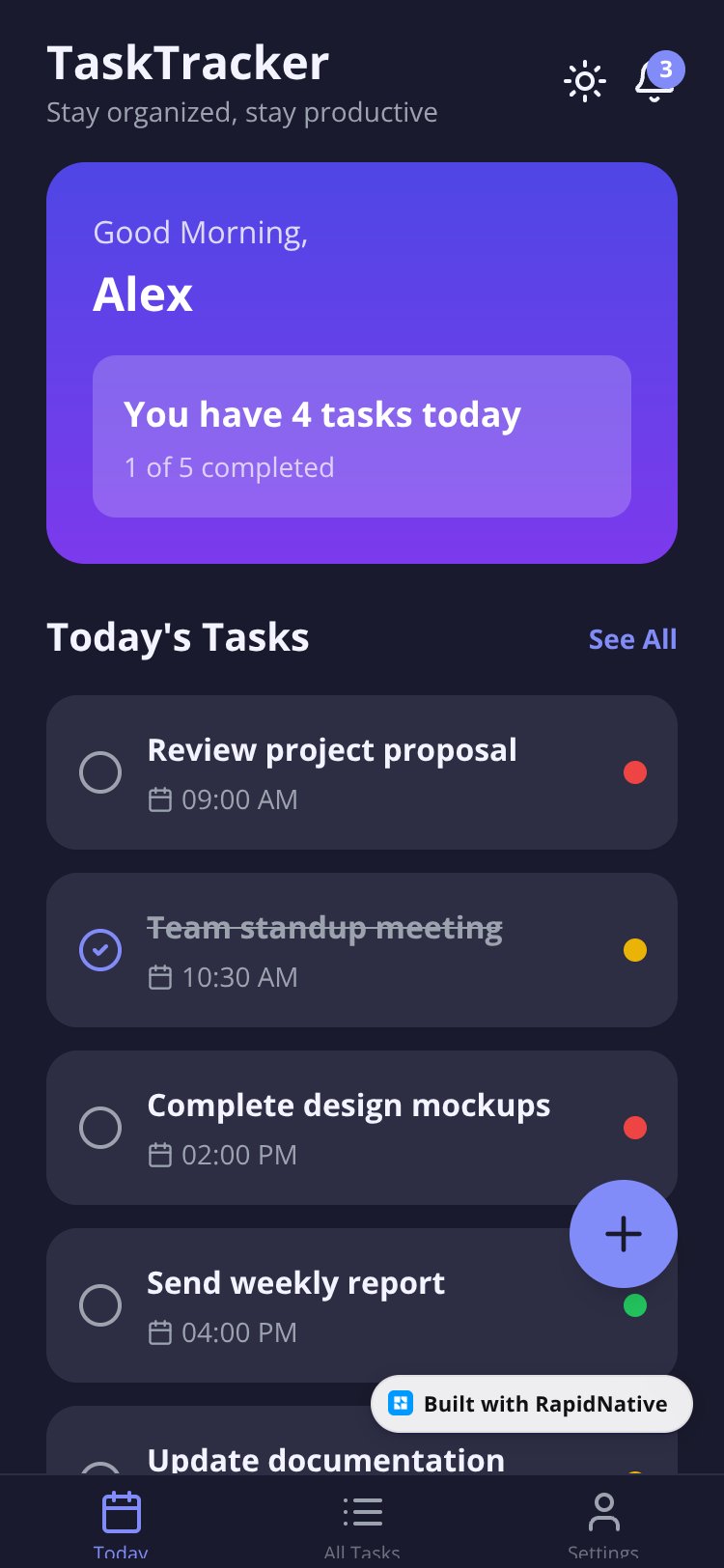 TaskTracker screen 1