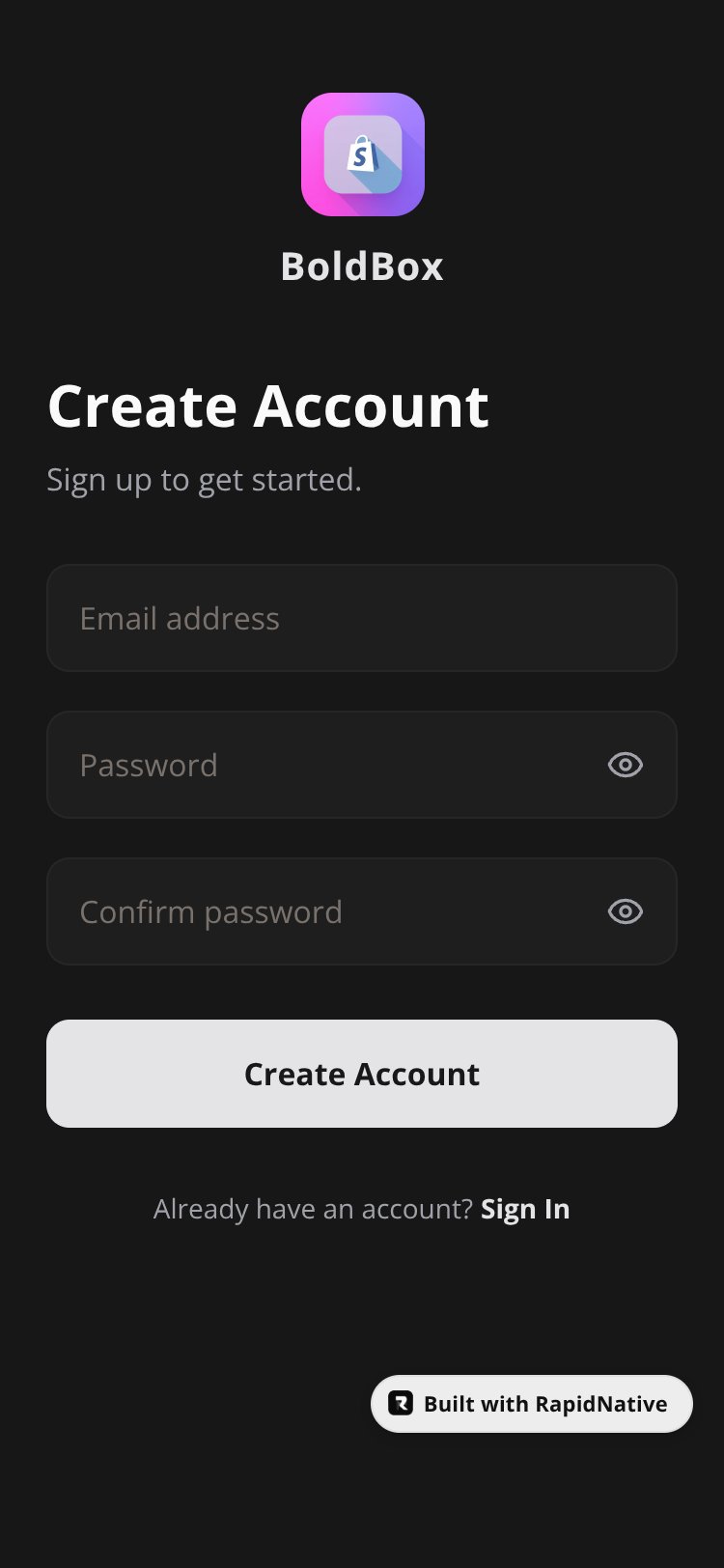 BoldBox screen 1