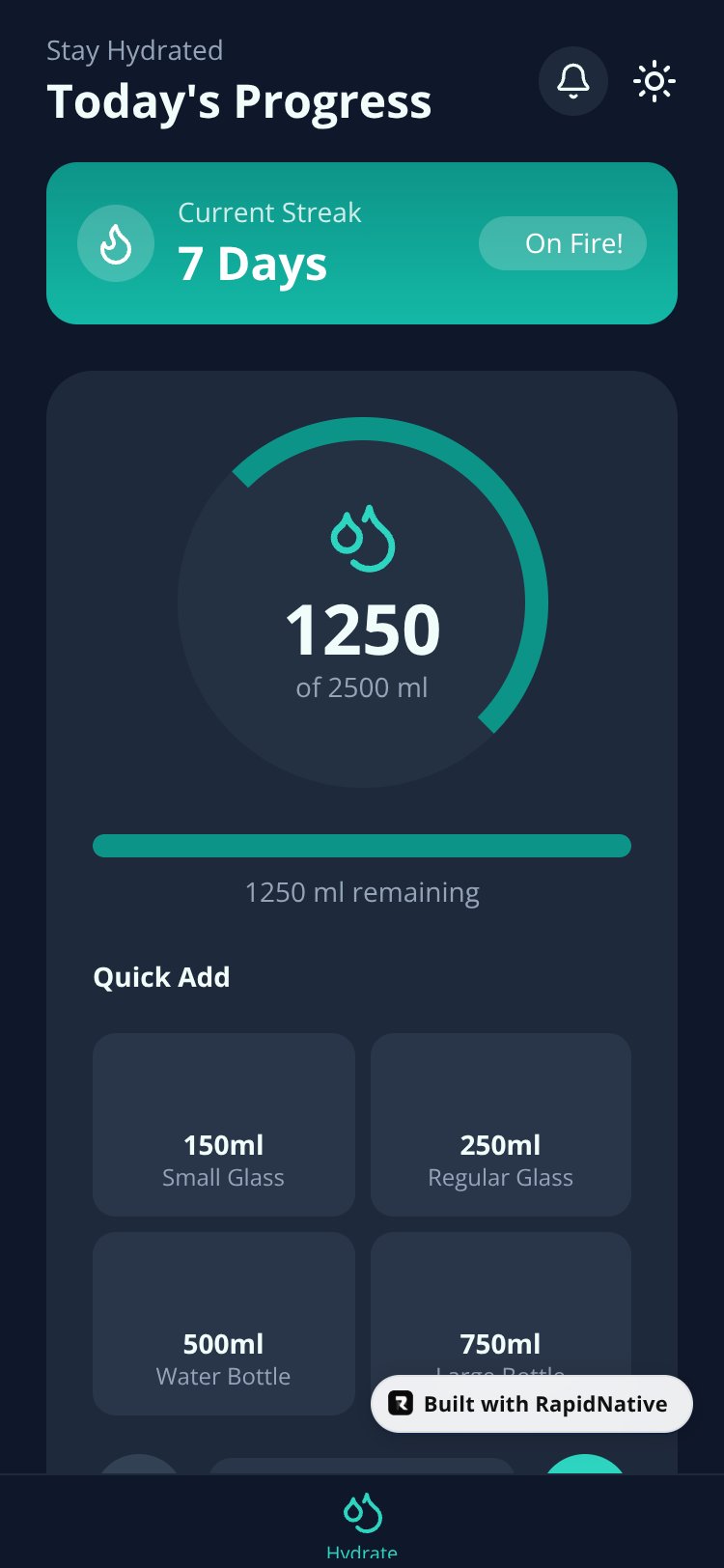 Hydration Tracker screen 2