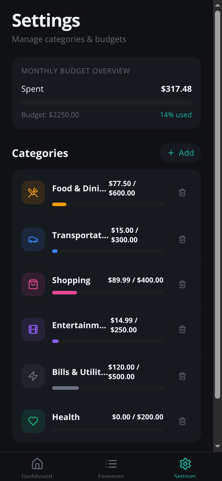 SpendWise screen 1