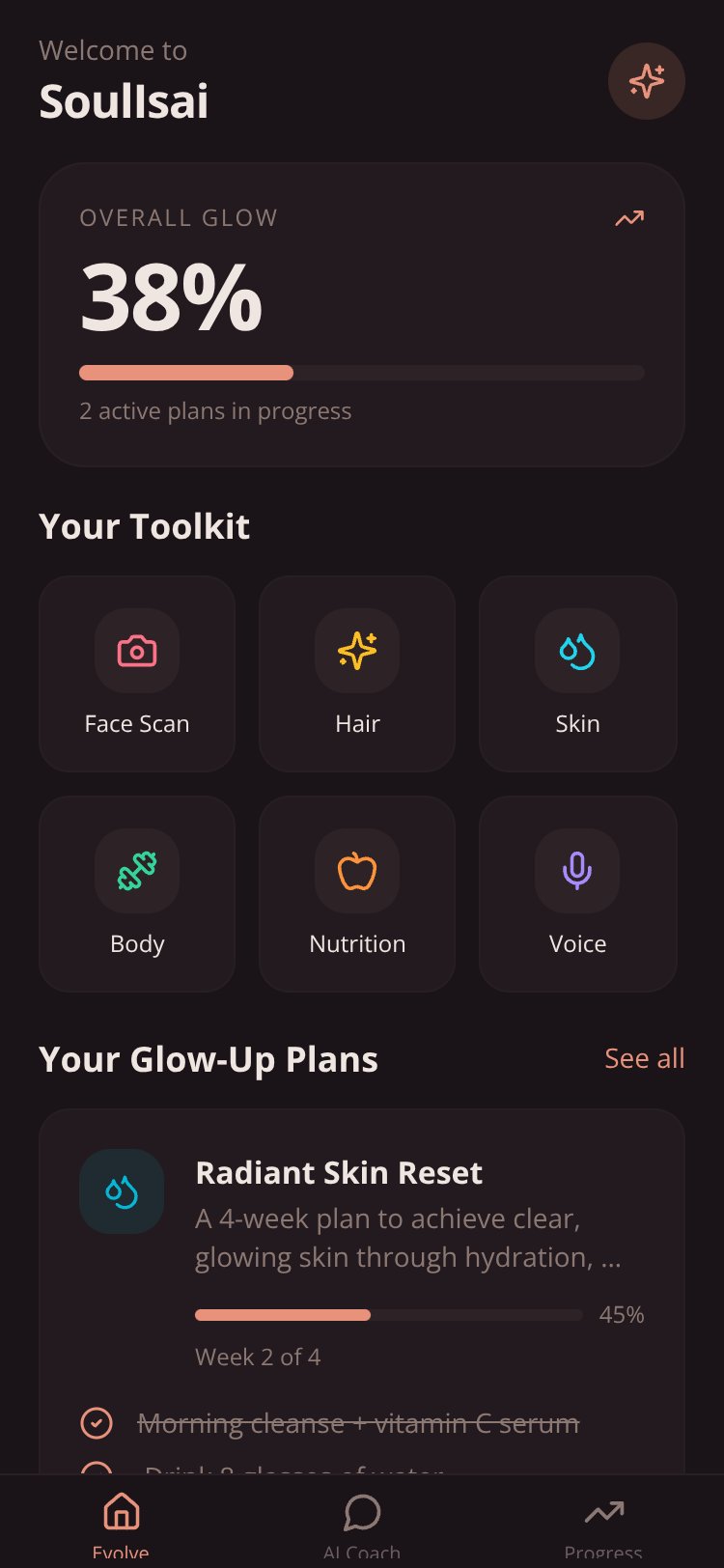 EvolveMe screen 1