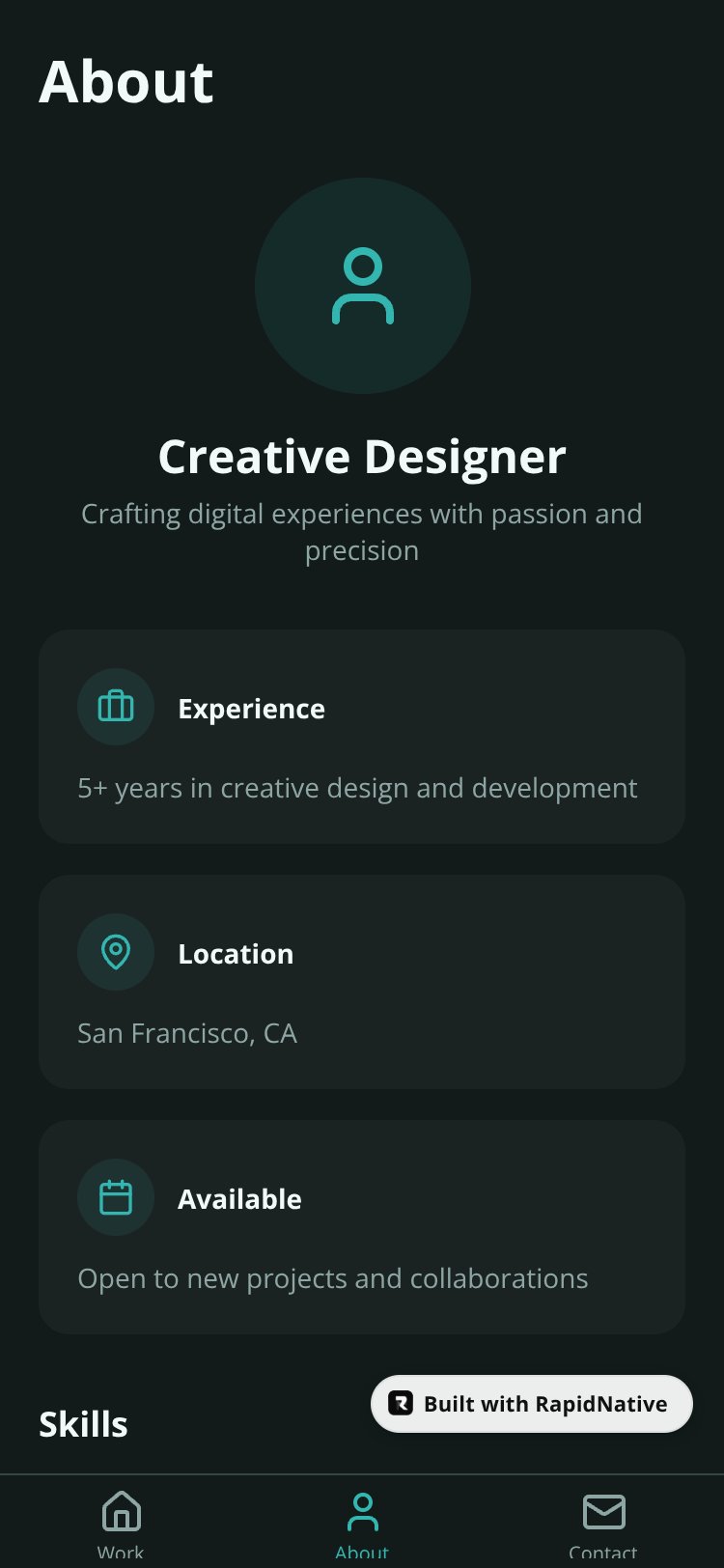 RapidNative App screen 2