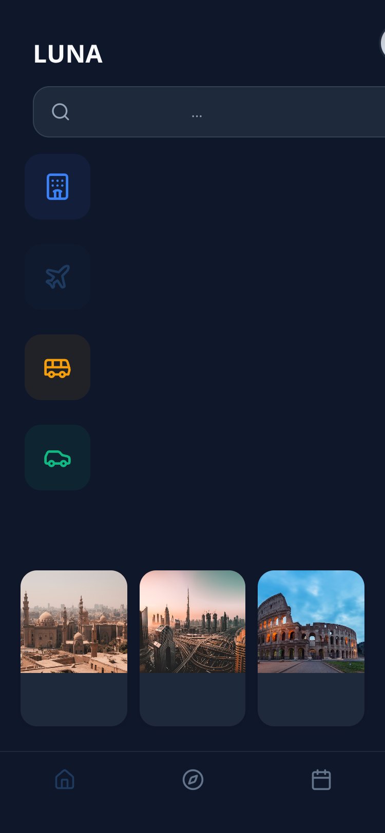 LUNA Travel screen 2