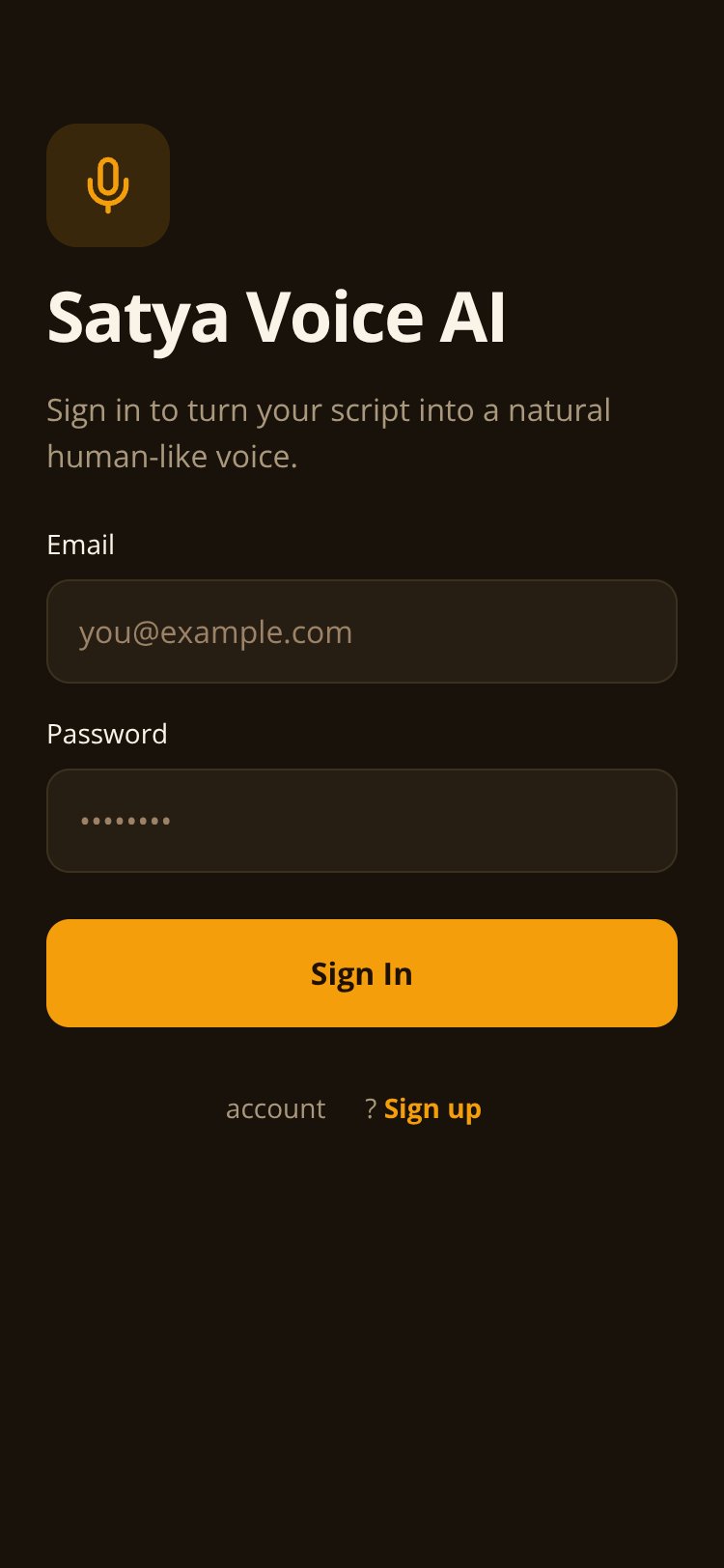 Satya Voice AI screen 1
